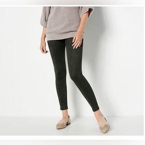 NWT Spanx women’s faux suede leggings in deep green seamed pull-on pant large